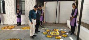 Flower arrangement and flower rangoli competitions - Shriram Mahila Vidnyan Mahavidyalaya, Paniv